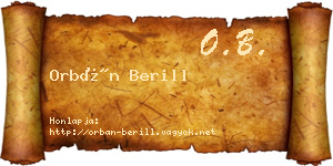 Orbán Berill névjegykártya